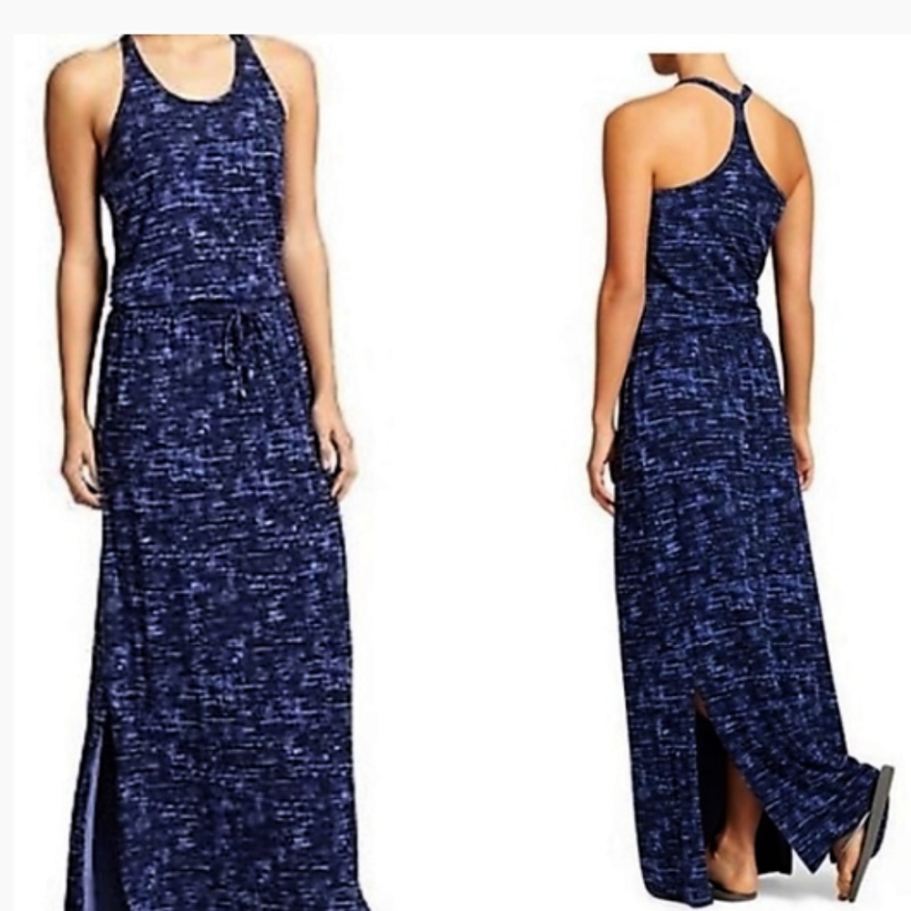 Athleta cressida blue drawstring maxi dress small